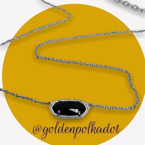 KENDRA Scott Elisa Pendant Necklace Black Stone Gold Necklace - Picture 2 of 9